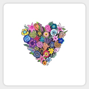 Heart Made Of Flowers Drawing Sticker